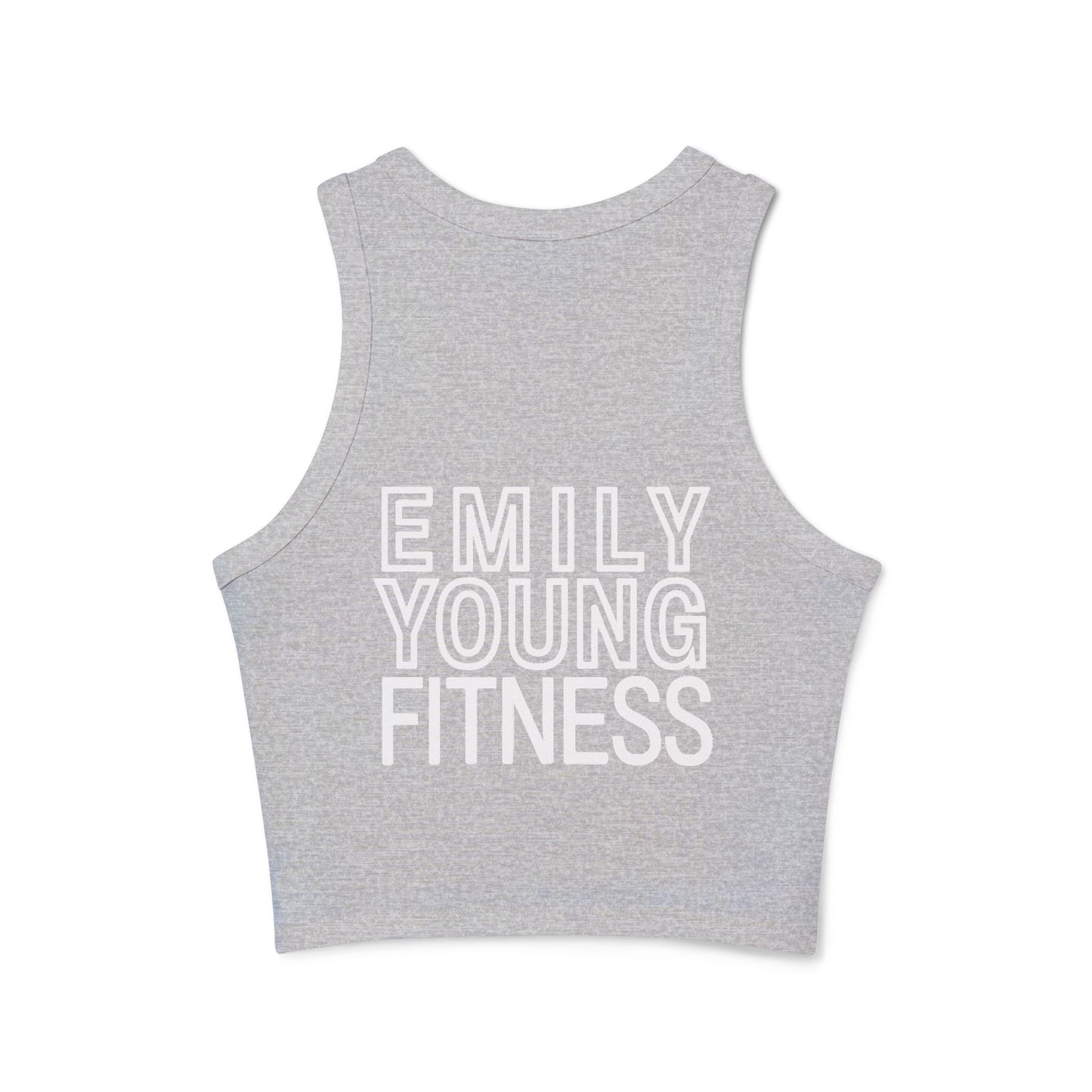 Emily Young Fitness Women's Racer Tank — Minimal Line Art Muscle Pose Crop Top