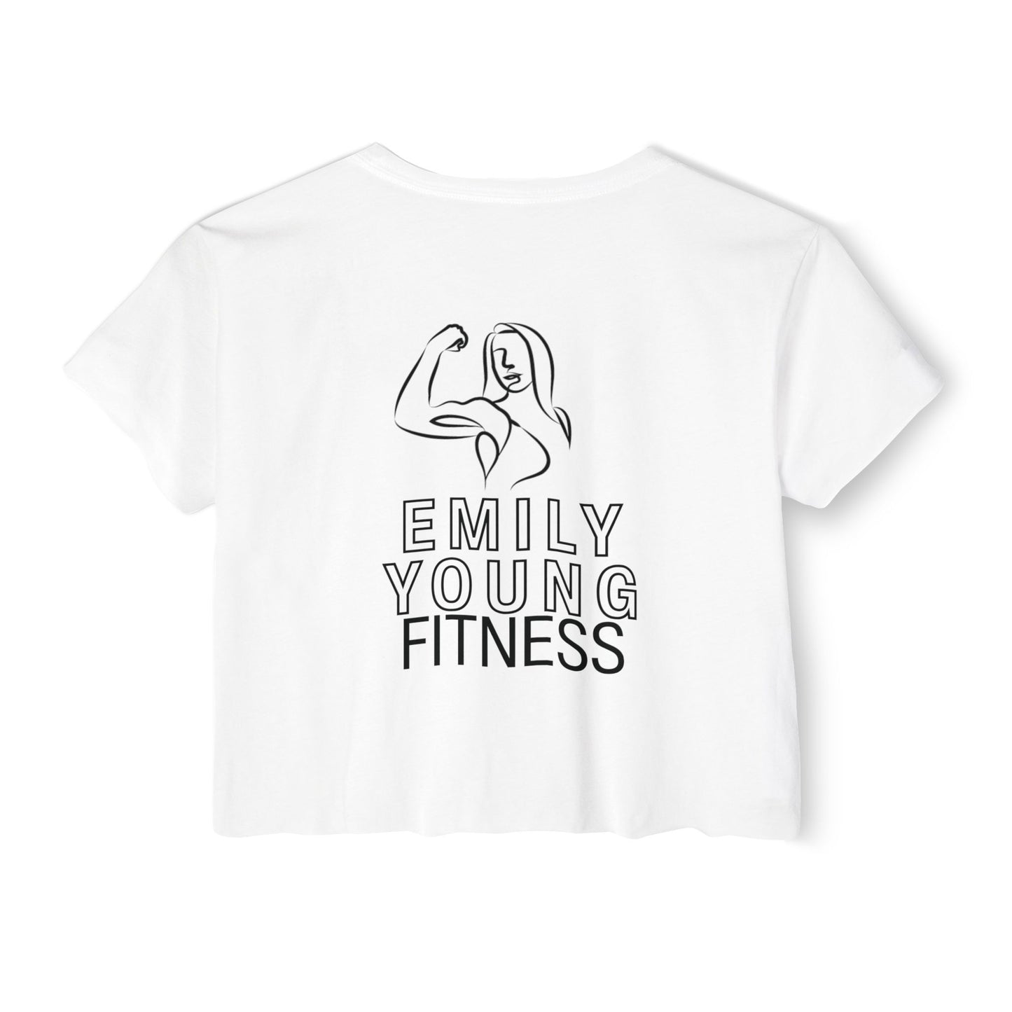 Emily Young Fitness Women's Crop Top — 'Woman' Script Graphic