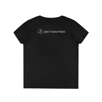 Emily Young Fitness - "PowHERful V‑Neck Tee — Women’s Empowerment Fitness Shirt