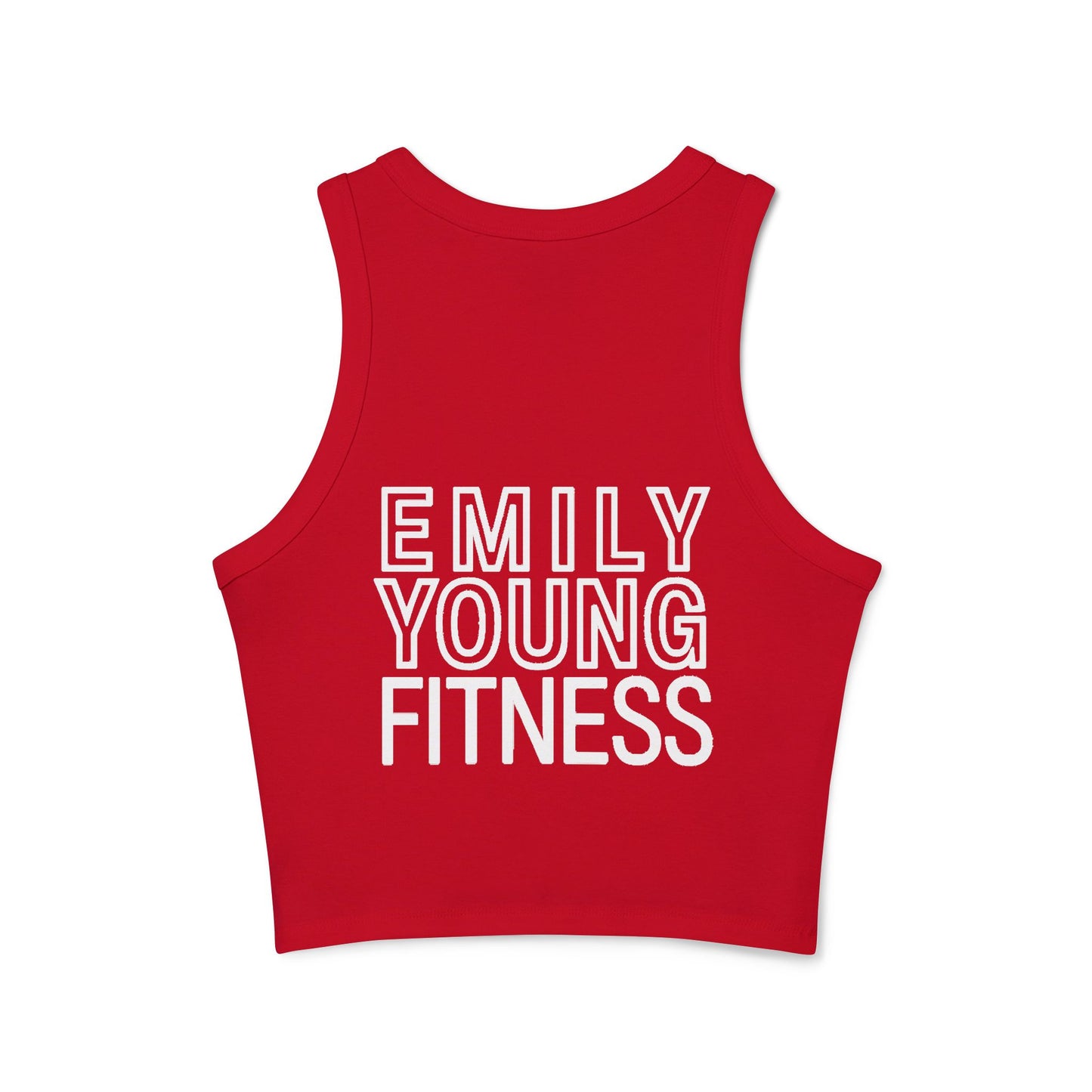 Emily Young Fitness Women's Racer Tank — Minimal Line Art Muscle Pose Crop Top