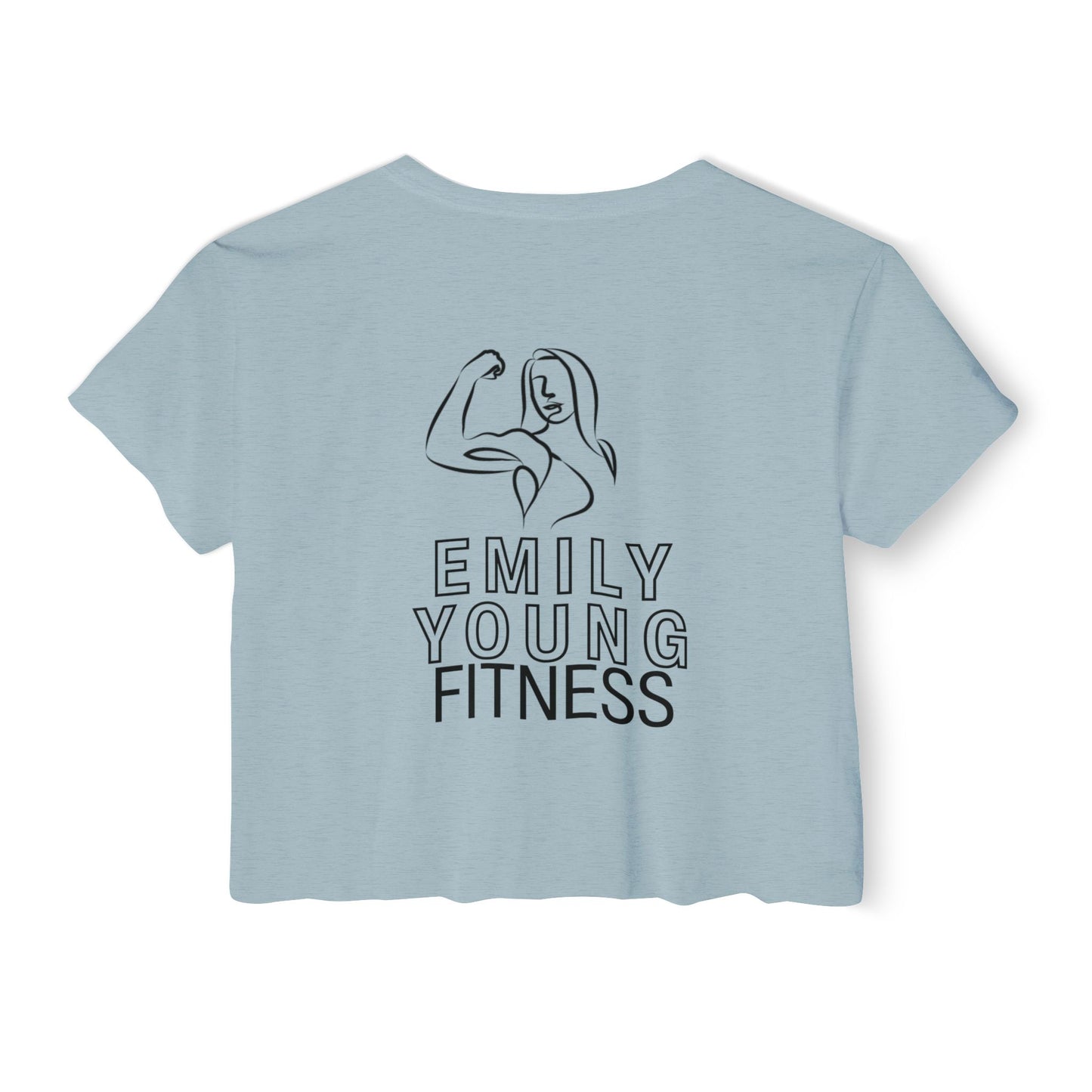 Emily Young Fitness Women's Crop Top — 'Woman' Script Graphic