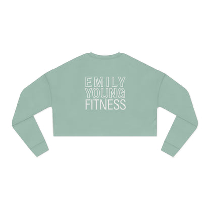 Emily Young Fitness — Women's Cropped Sweatshirt "Strong Woman" Line Drawing Minimalist Gym Top