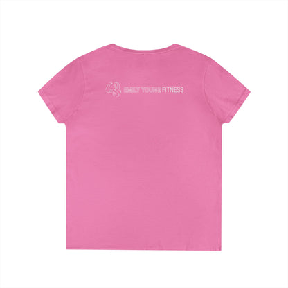 Emily Young Fitness - "PowHERful V‑Neck Tee — Women’s Empowerment Fitness Shirt