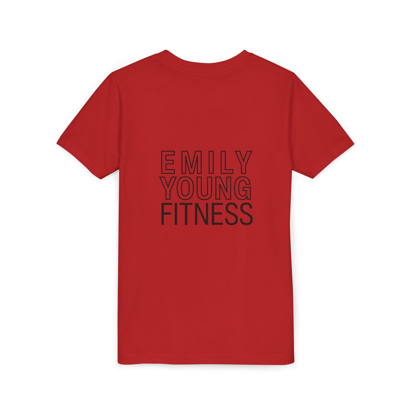 Youth Tee — Minimalist Female Fitness Graphic, 'Emily Young Fitness' Back Logo