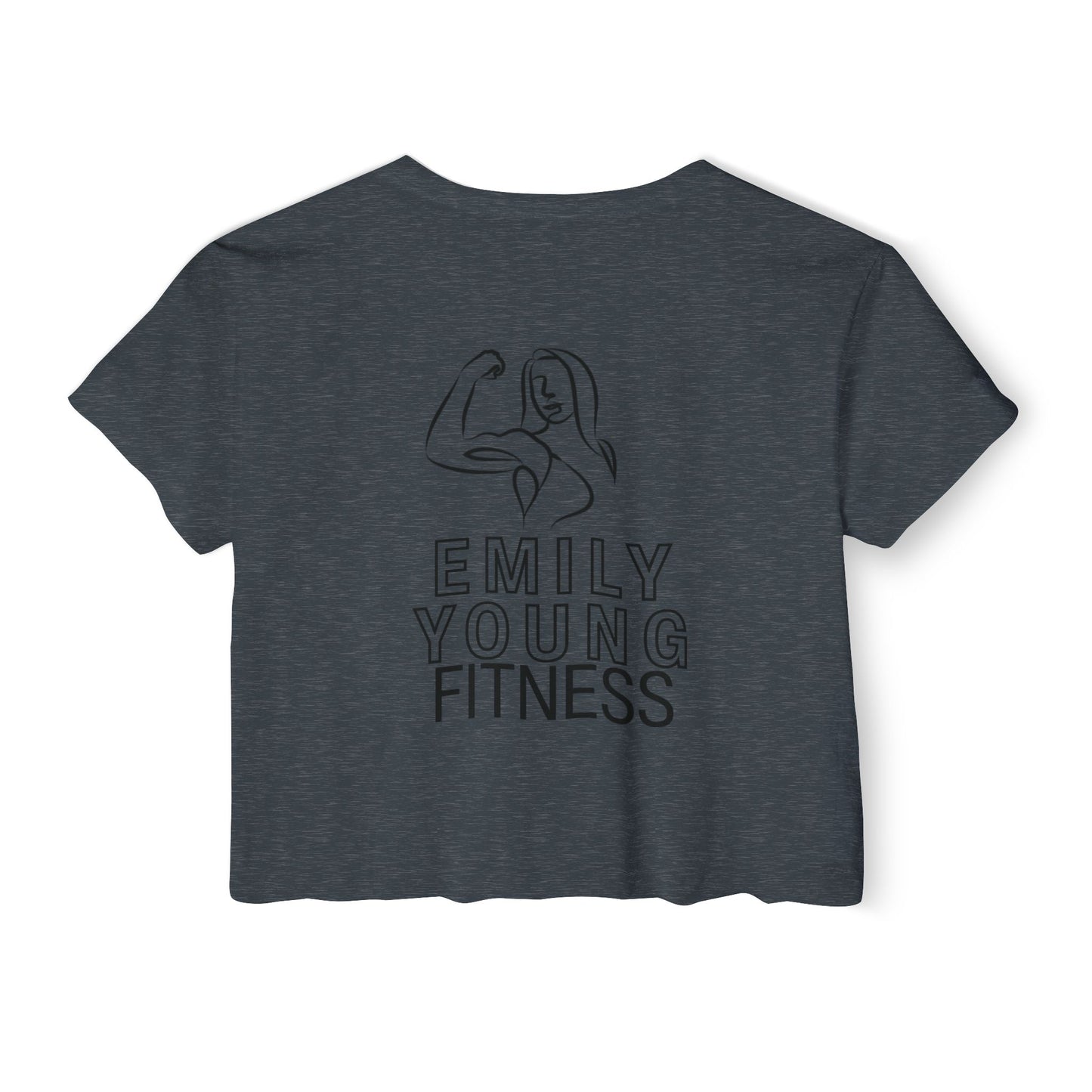 Emily Young Fitness Women's Crop Top — 'Woman' Script Graphic
