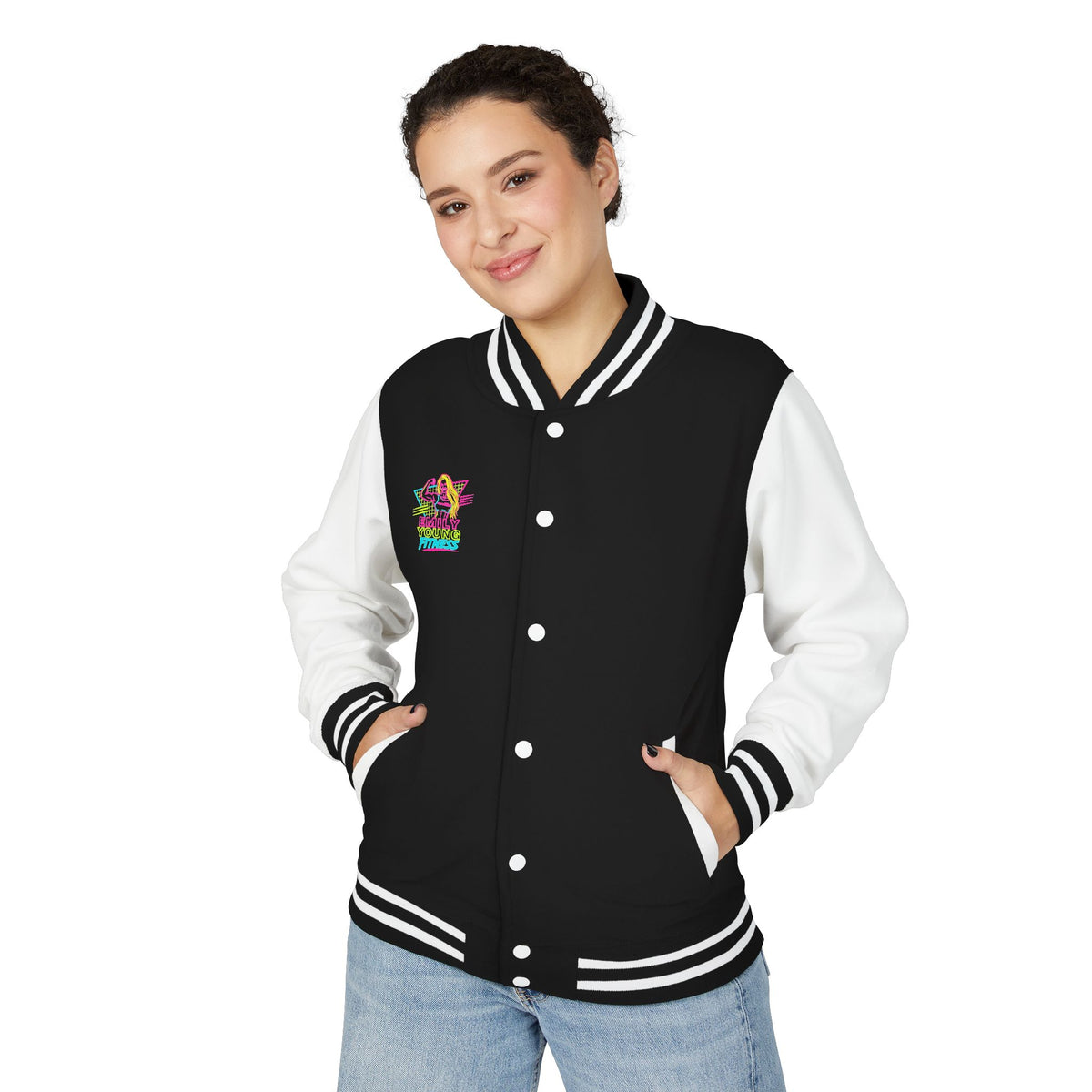 Emily Young Fitness - Letterman Jacket — "Babes of Steel" Retro Neon Varsity Jacket