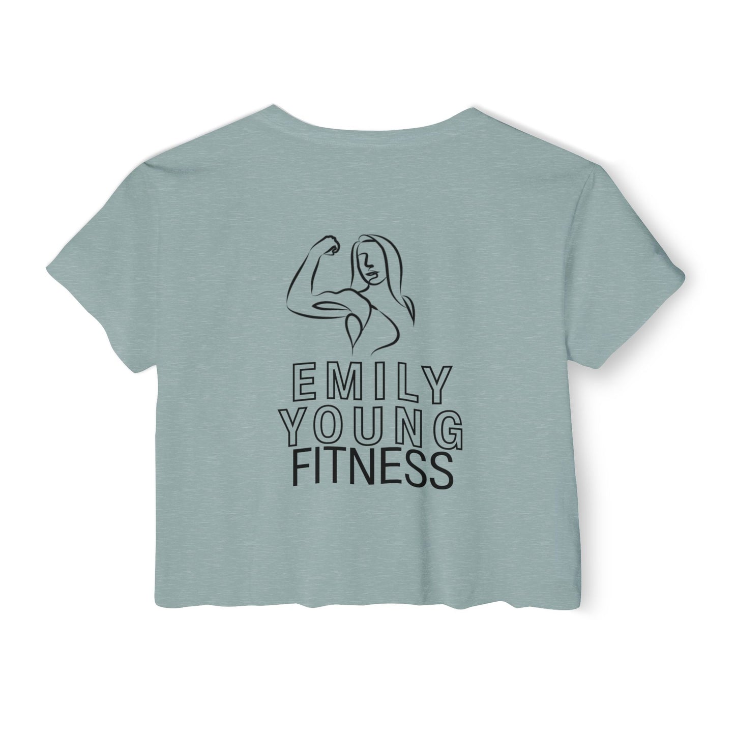 Emily Young Fitness Women's Crop Top — 'Woman' Script Graphic