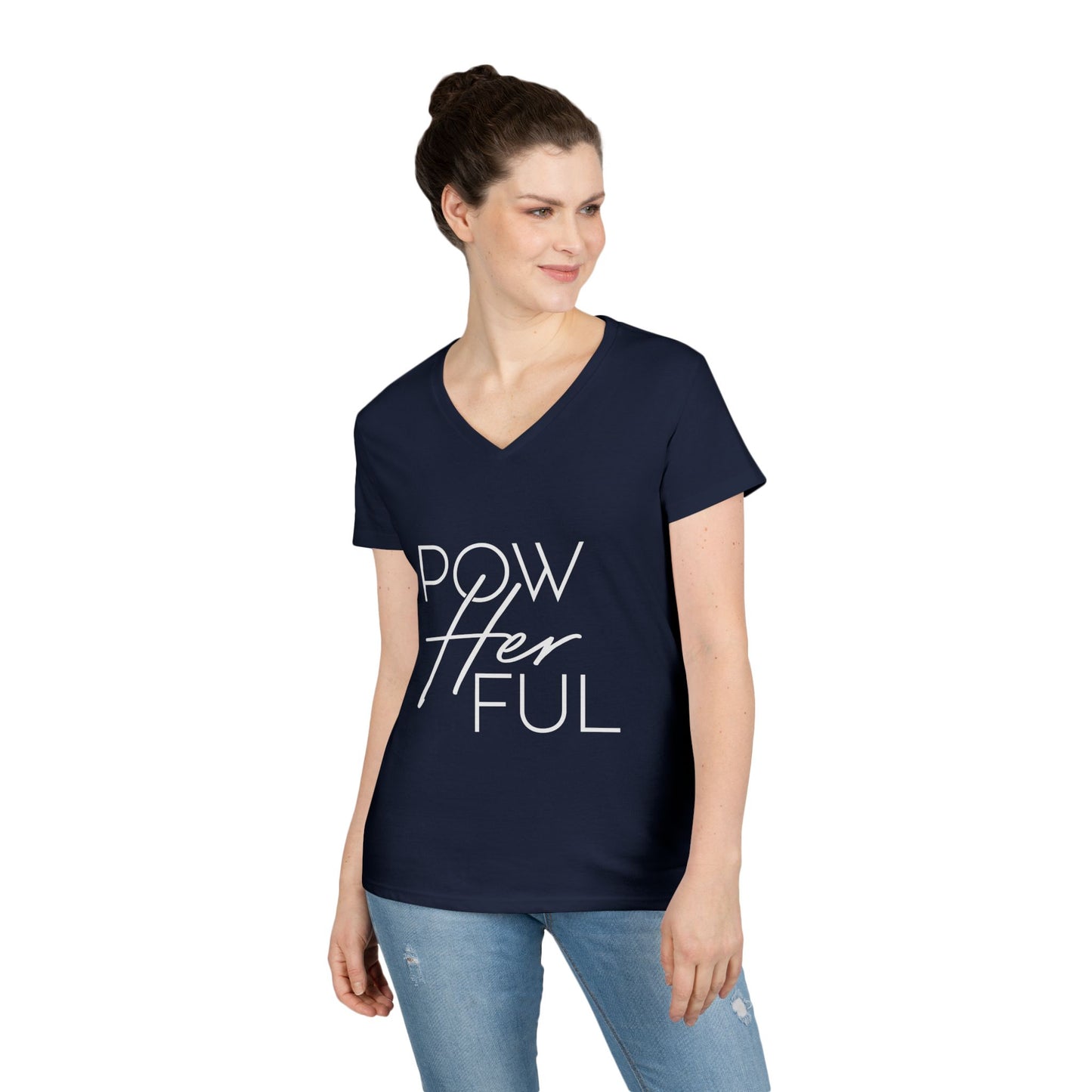 Emily Young Fitness - "PowHERful V‑Neck Tee — Women’s Empowerment Fitness Shirt