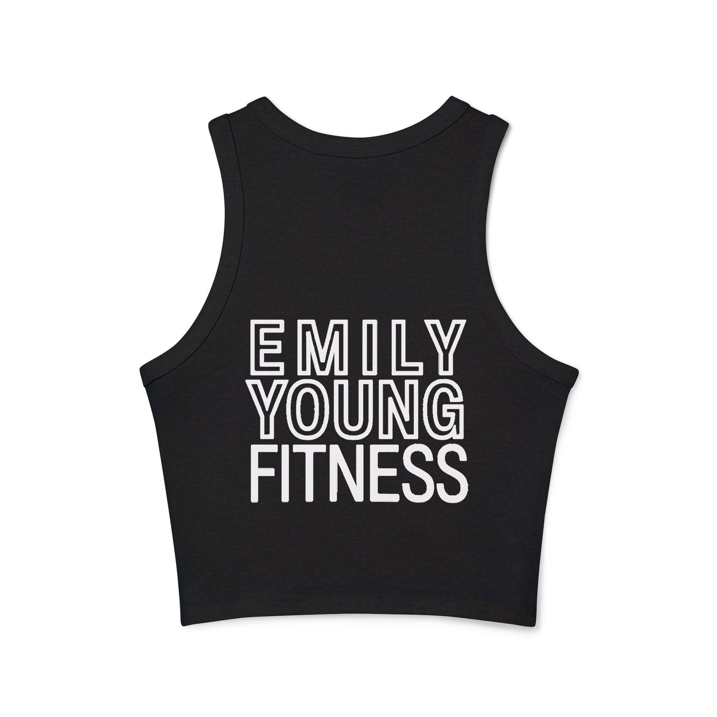 Emily Young Fitness Women's Racer Tank — Minimal Line Art Muscle Pose Crop Top