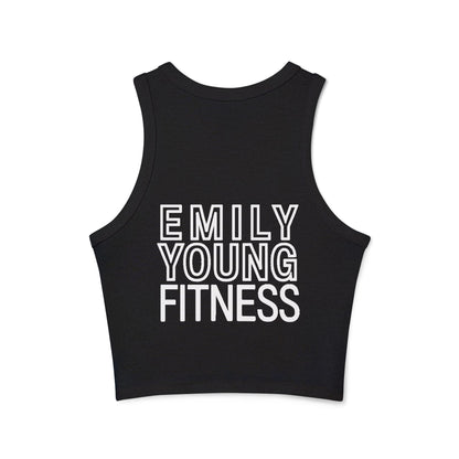 Emily Young Fitness Women's Racer Tank — Minimal Line Art Muscle Pose Crop Top