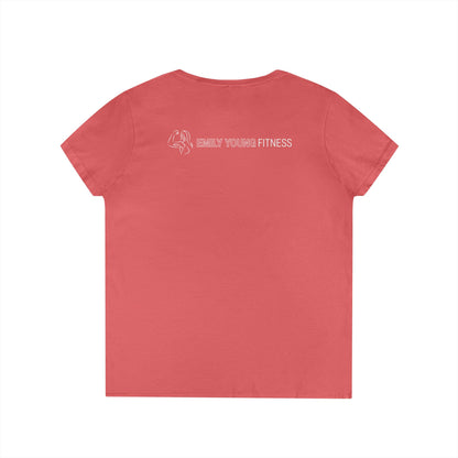 Emily Young Fitness - "PowHERful V‑Neck Tee — Women’s Empowerment Fitness Shirt