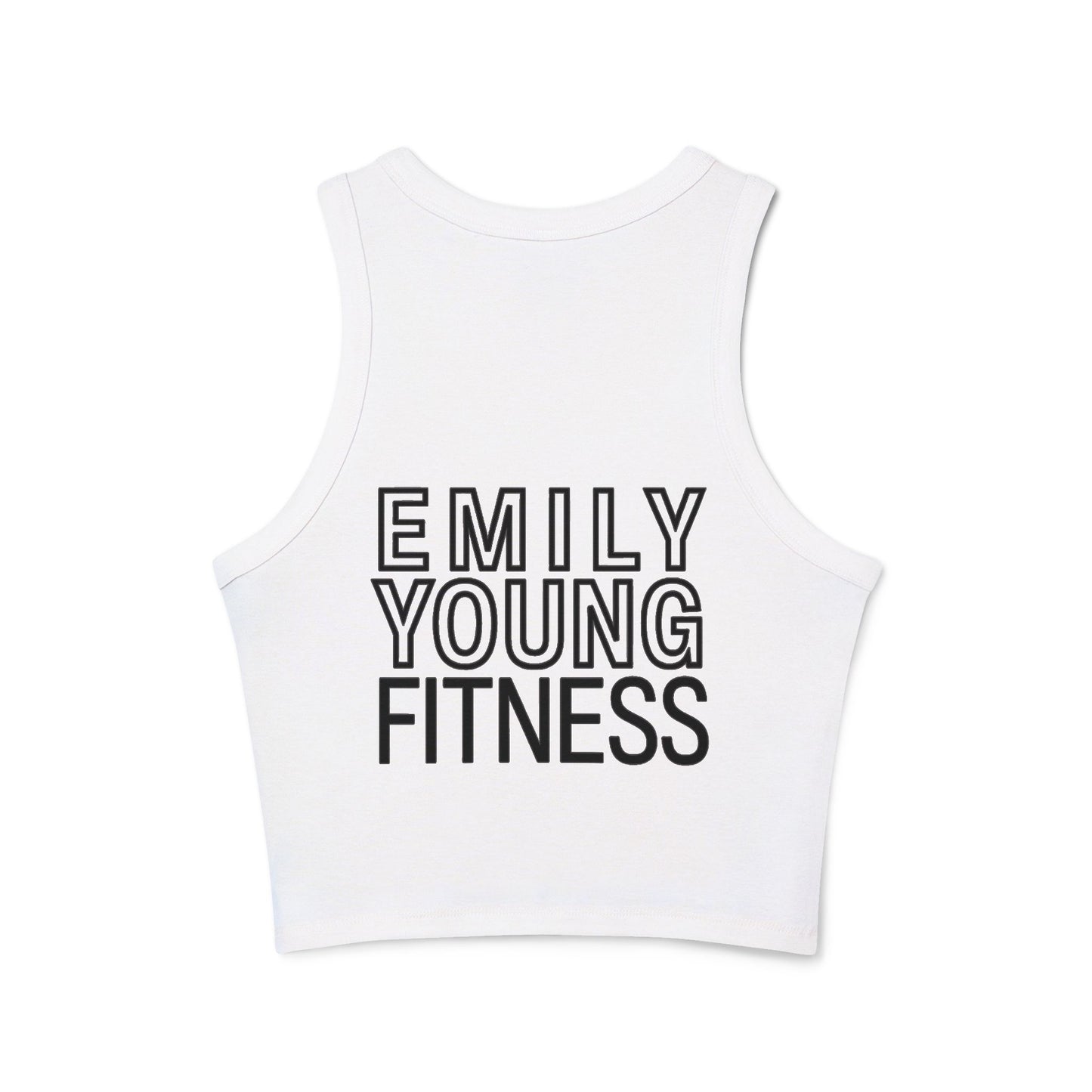 Emily Young Fitness Women's Racer Tank — Minimal Line Art Muscle Pose Crop Top