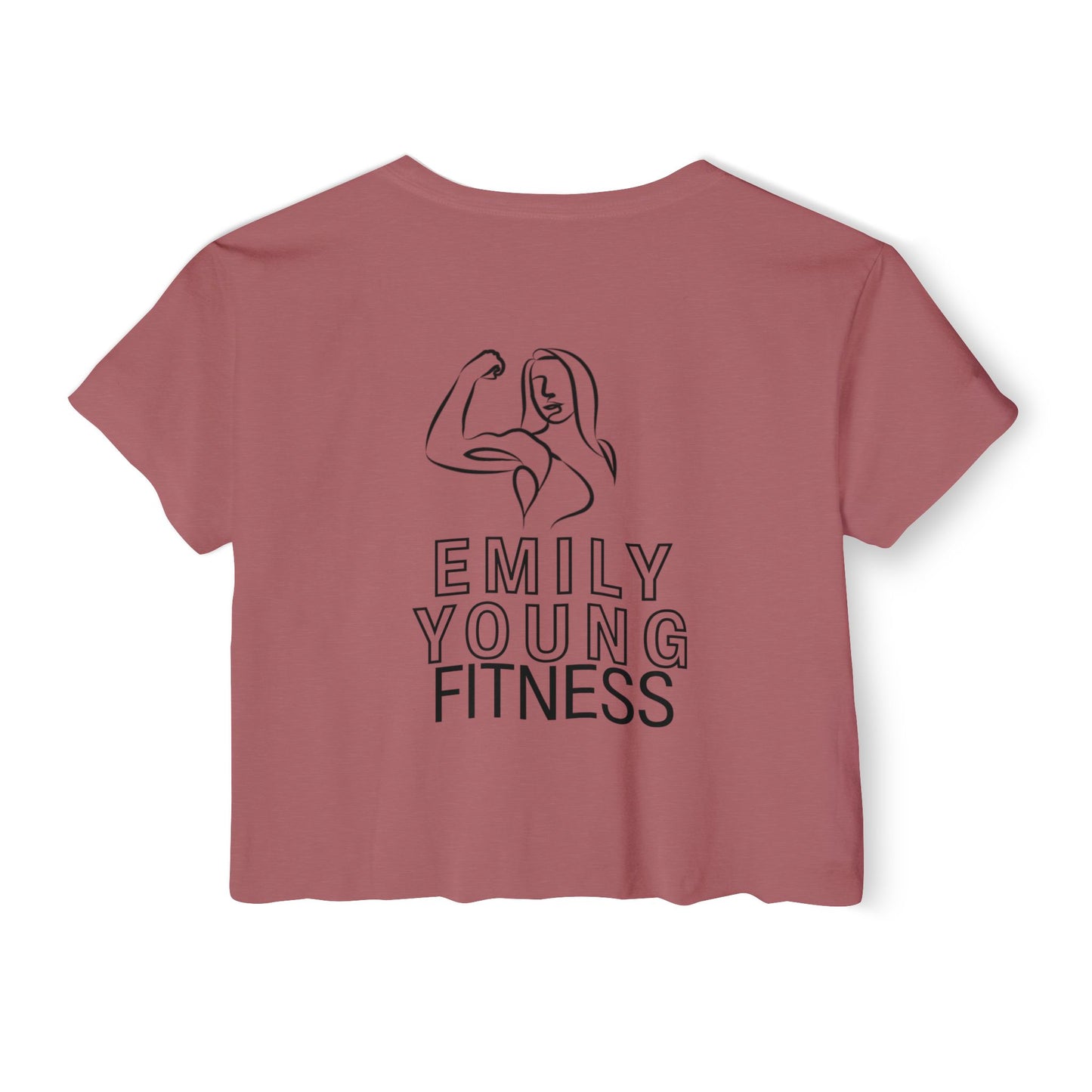 Emily Young Fitness Women's Crop Top — 'Woman' Script Graphic
