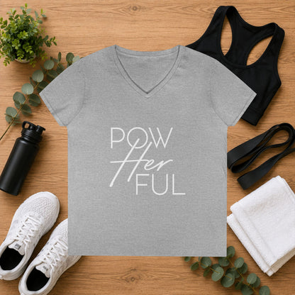 Emily Young Fitness - "PowHERful V‑Neck Tee — Women’s Empowerment Fitness Shirt