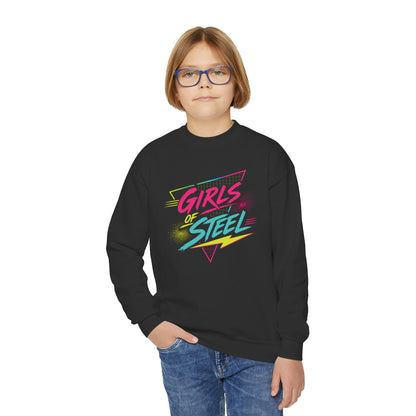 Emily Young Fitness - Retro Neon 'Girls of Steel' Youth Crewneck Sweatshirt