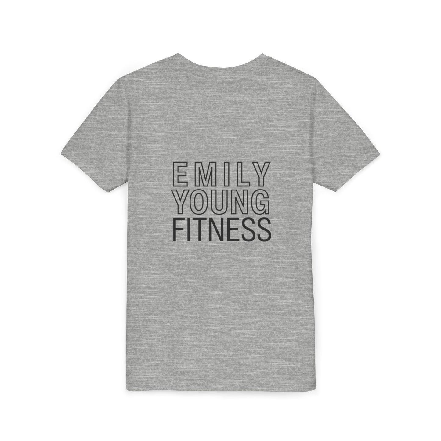 Youth Tee — Minimalist Female Fitness Graphic, 'Emily Young Fitness' Back Logo